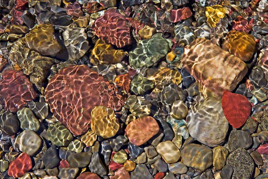 Pebbles and wavelets, Grinnel Lake. Glacier National Park.  ()